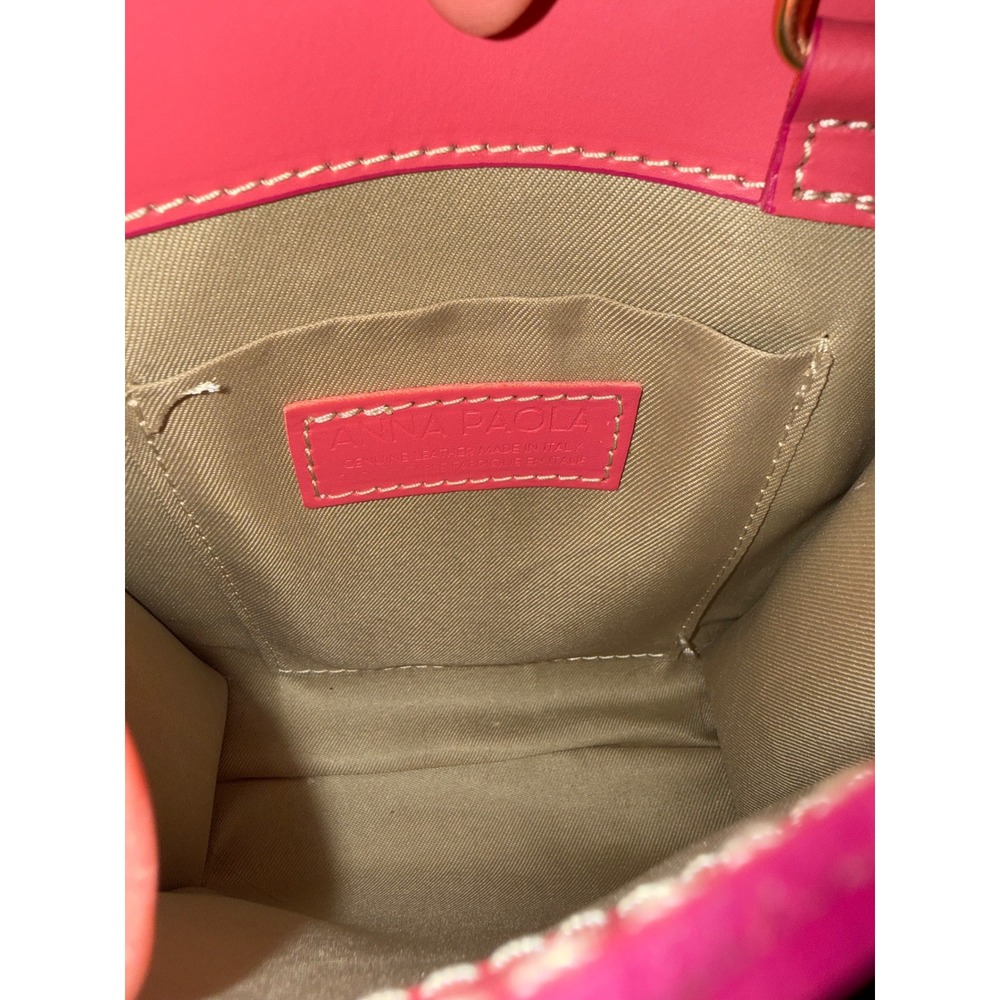 Anna Paola Pink Mini Top Handle Crossbody Bag Gold Hardware Adjustable Strap - Picture 9 of 12